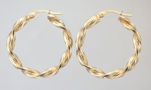9CT 26MM RIBB TWIST HOOPS