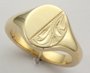 9CT PL/ENG OVAL SIGNET RG