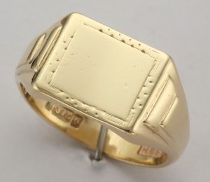 9CT PLN/ENG RECT SIG RING