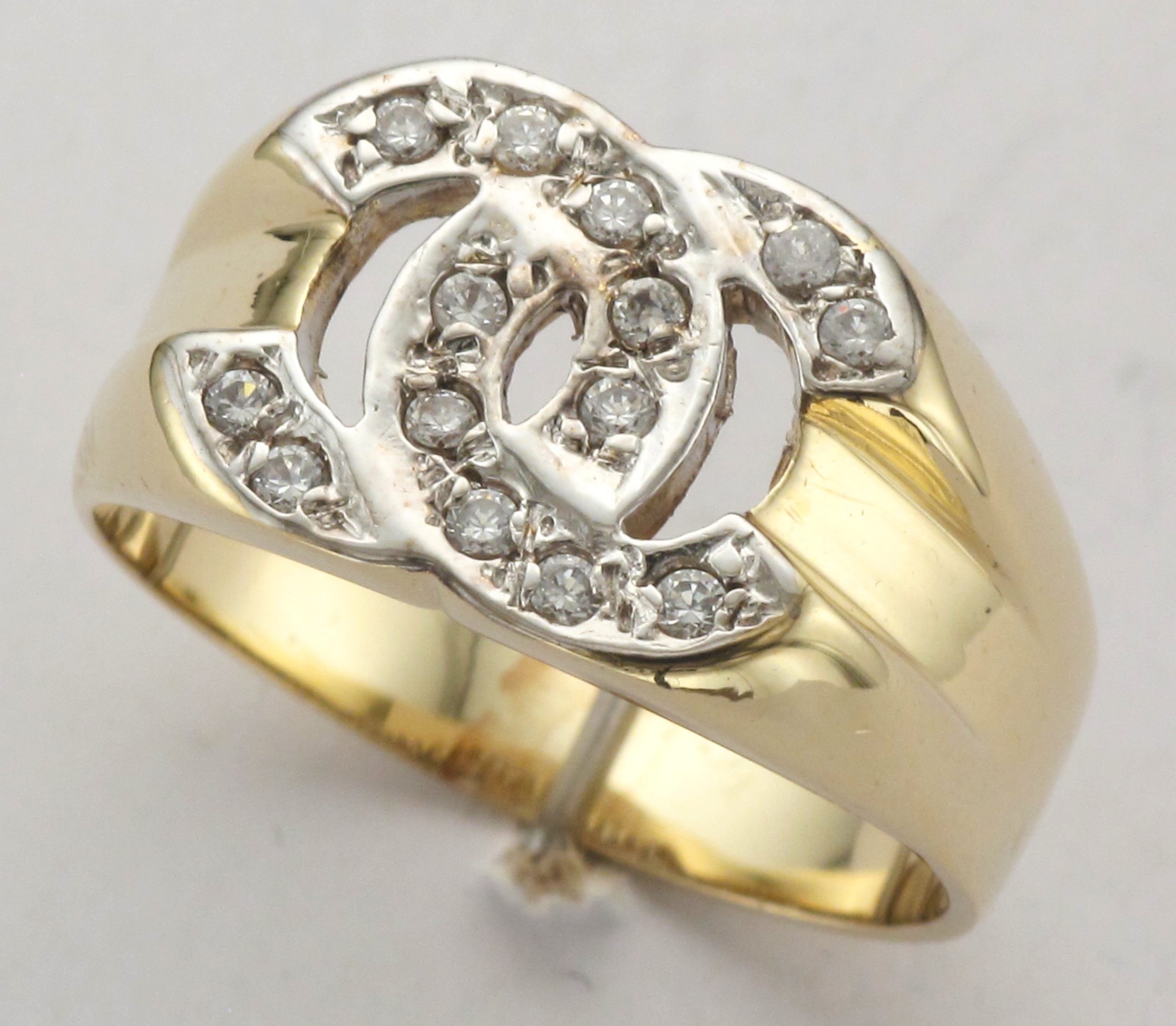 9ct Gold 14 Stone Cubic Zirconia Channel Emblem Style Ring