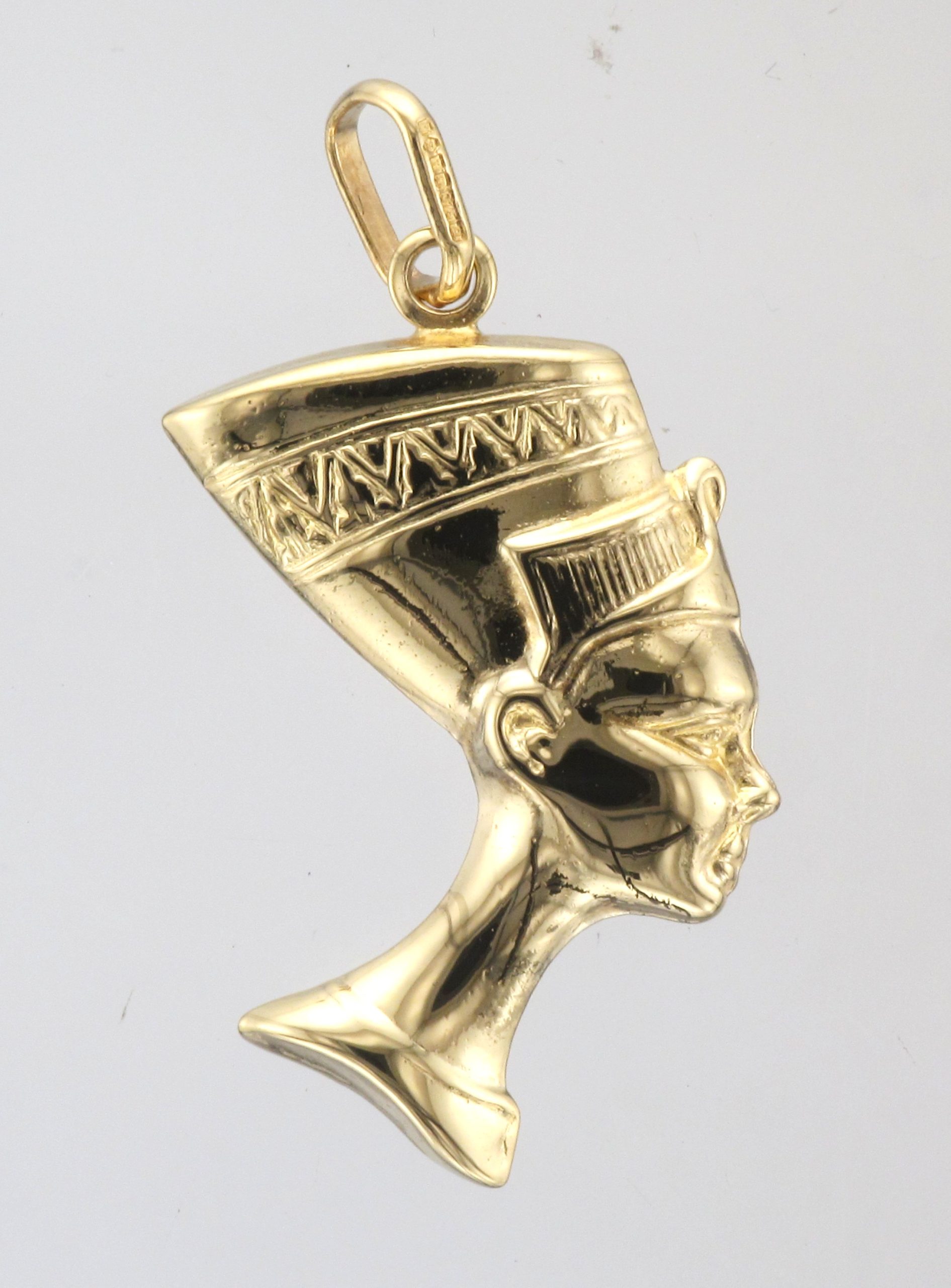 9ct Gold Hollow Nefertiti Head Pendant
