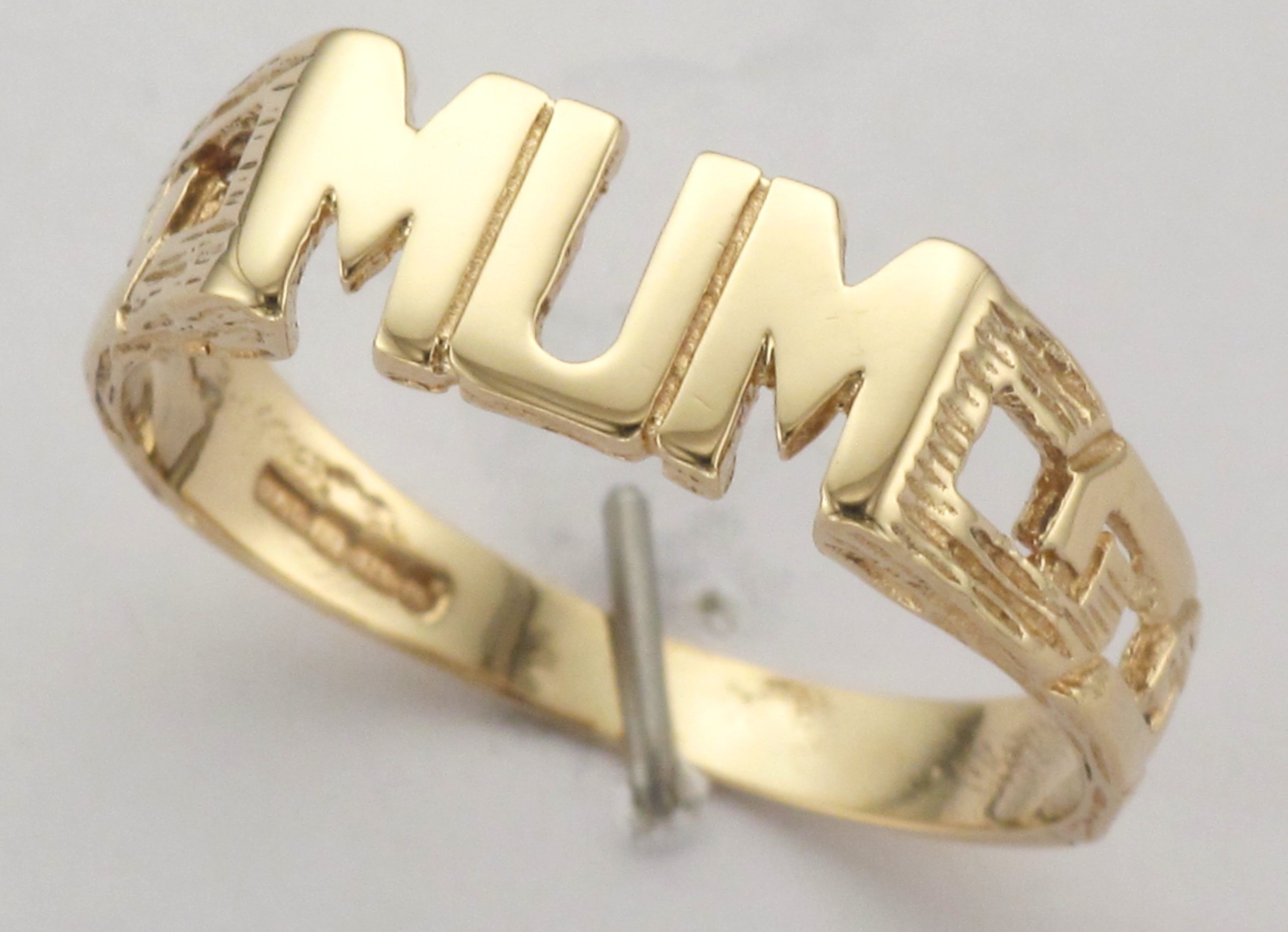 9CT MUM RING-OPN CURB SHD