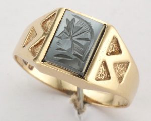 9CT HEM INTAGLIO SIG RING