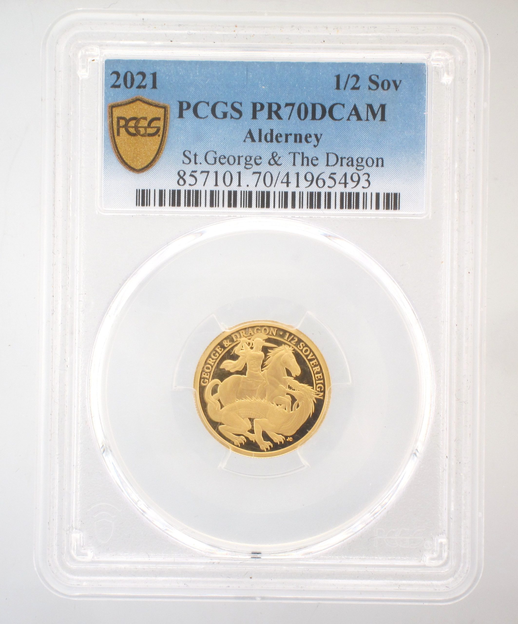 LOOSE 2021 QUEEN ELIZABETH II ALDERNEY HALF SOVEREIGN COIN