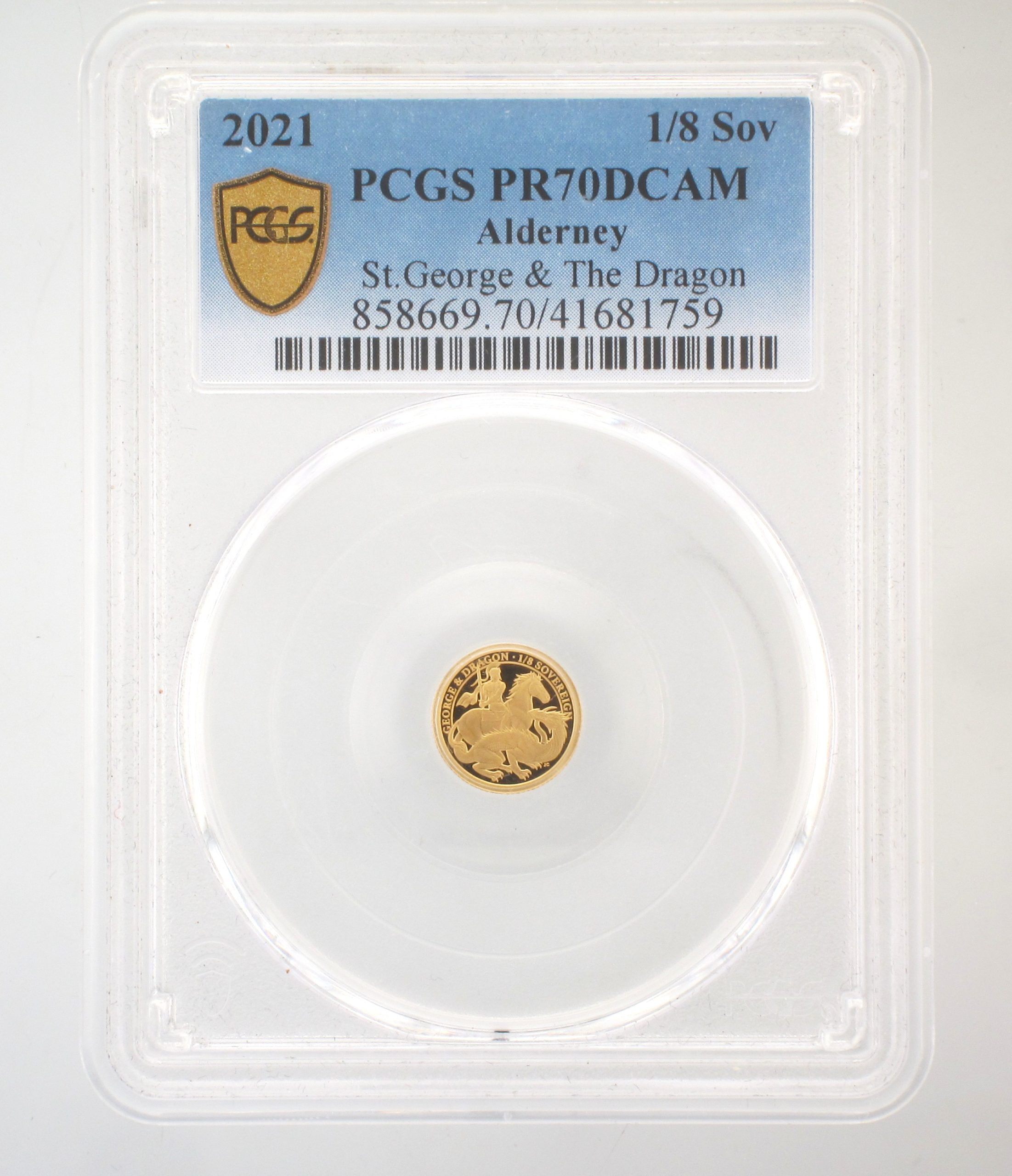 LOOSE 2021 QUEEN ELIZABETH II ALDERNEY 1/8 SOVEREIGN COIN- CASED