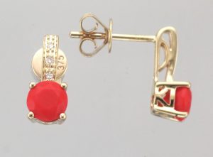 9CT CORAL/DIA LINE DROPS