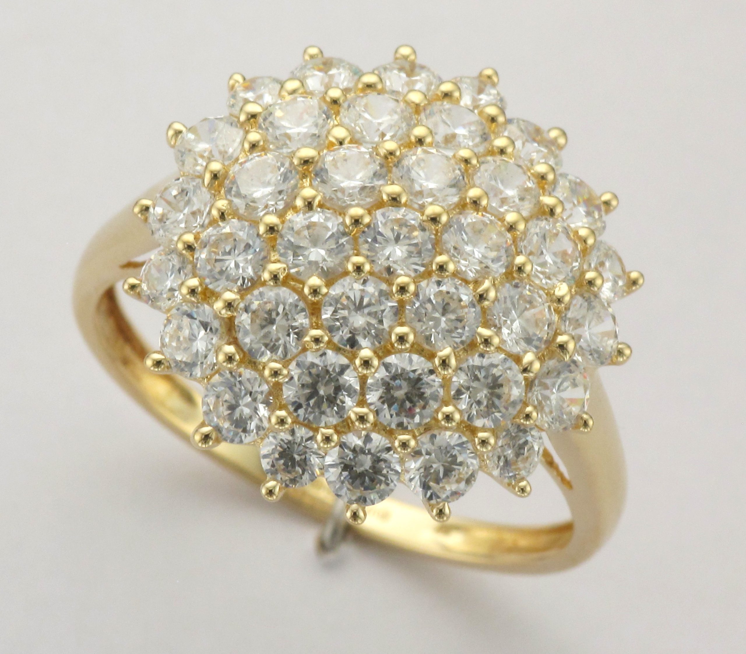 14ct Gold 37 Stone Cubic Zirconia Cluster Ring