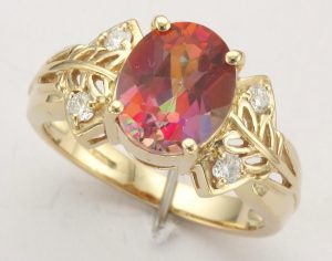 9CT SS OVAL PINK GEM RING