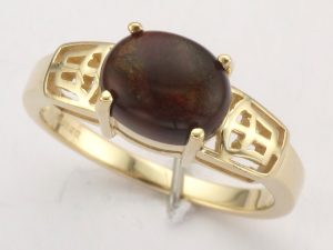 9CT S/S CAB BRN GEM RING