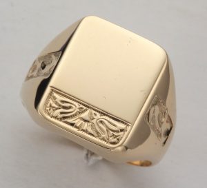 9CT PLN & ENG RECT SIG RG