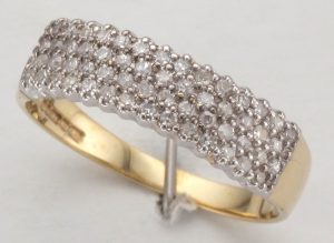 9CT DIA CLW 4-RW DRESS RG