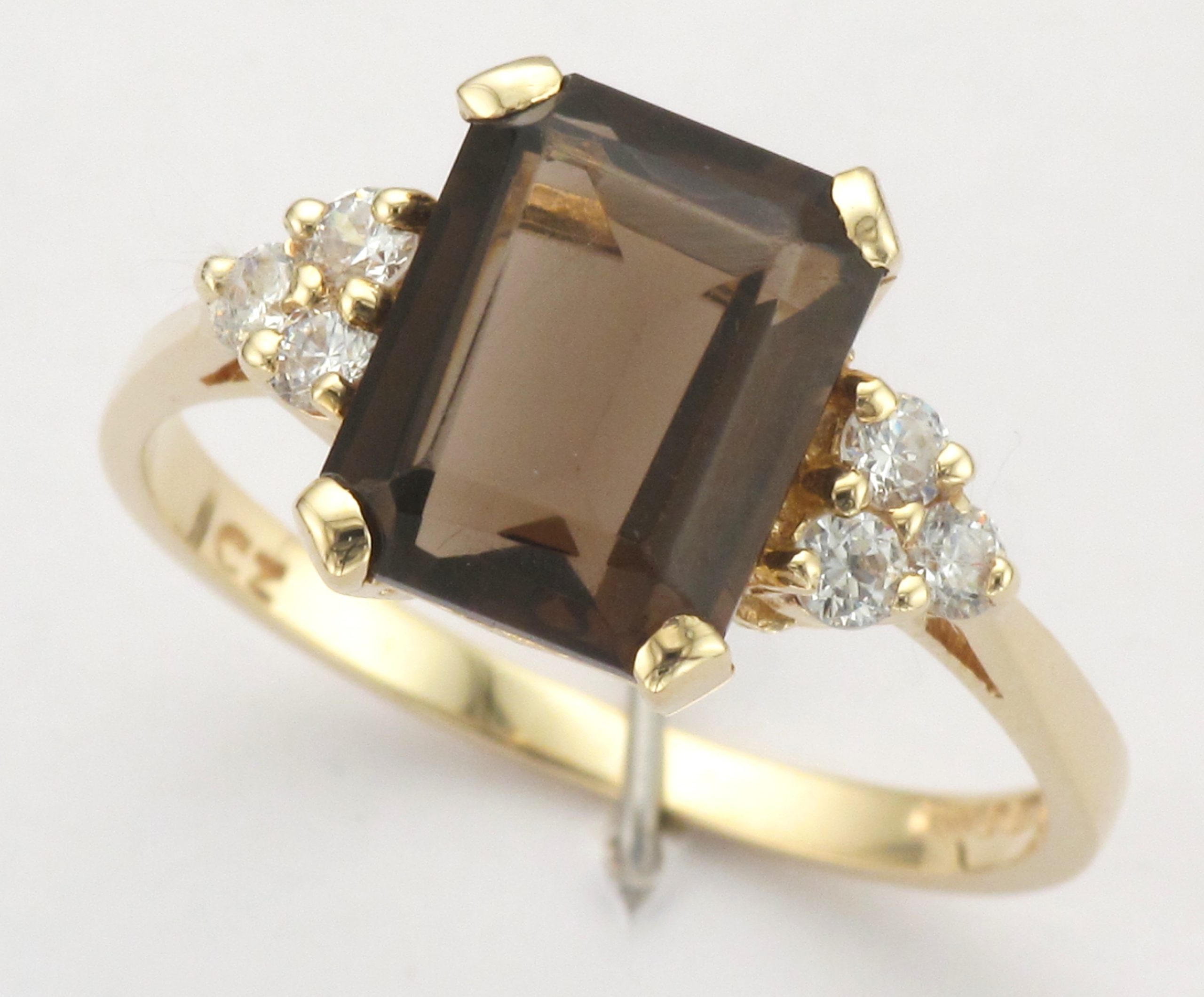 9CT QTZ/CZ TREFOIL CL RG