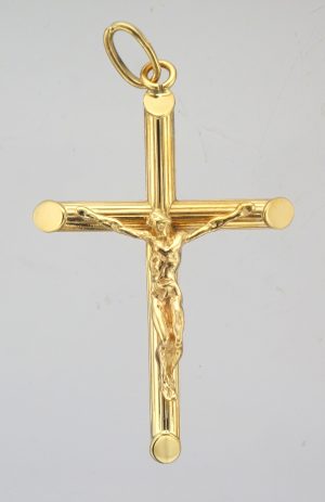 9CT HOL RIB TUBE CRUCIFIX