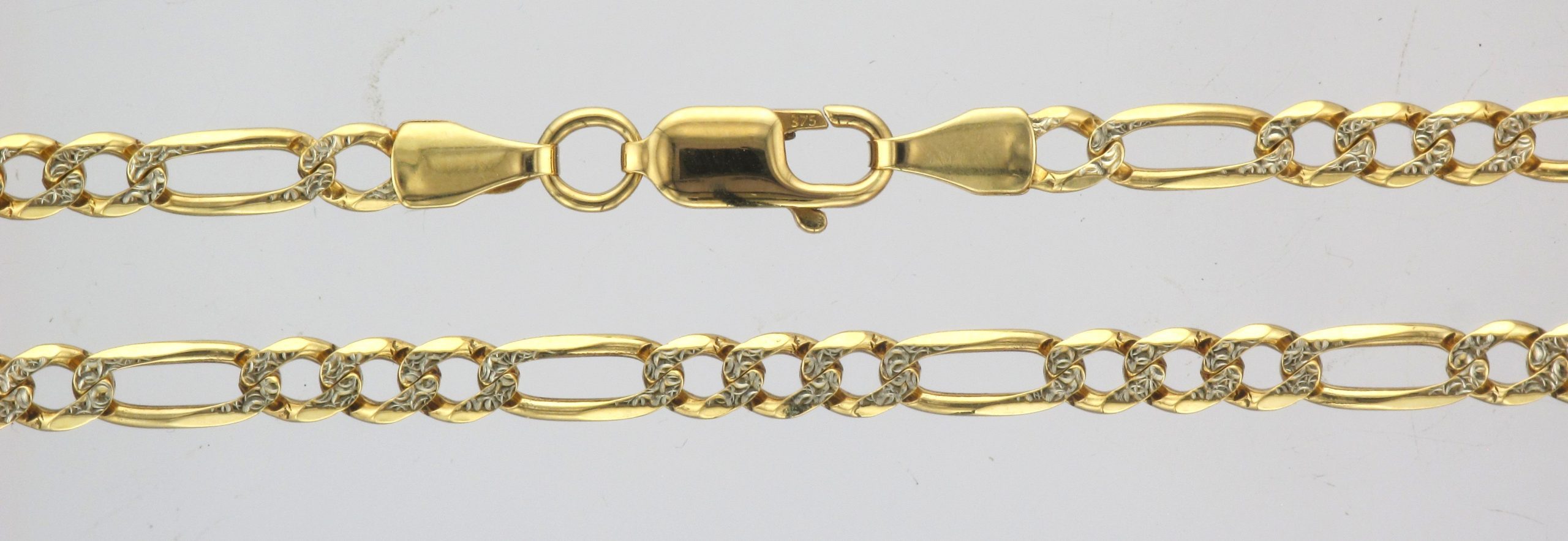 9ct Yellow & White Gold 21.5" Fancy Figaro Link Chain