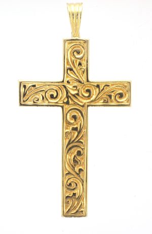 9CT EMBOSSED BLOCK CROSS