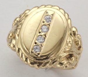9CT 4ST C/Z OVAL SIG RING
