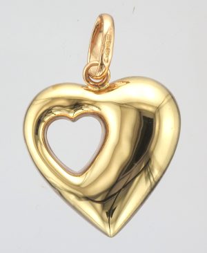 9CT HOLL PIERCED HEART PD