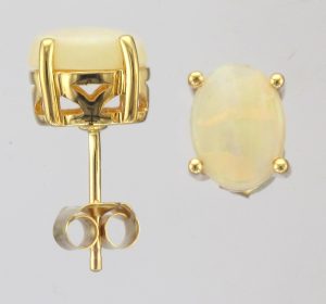 10K PR SS OVAL OPAL STUDS