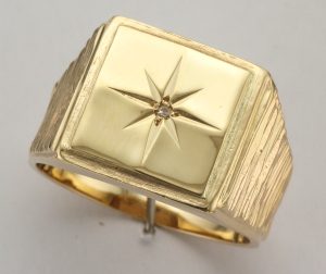 9CT S/S DIA SQ SIGNET RNG