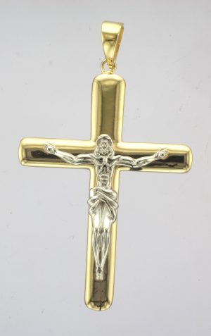 9CT M/C EMB RND CRUCIFIX